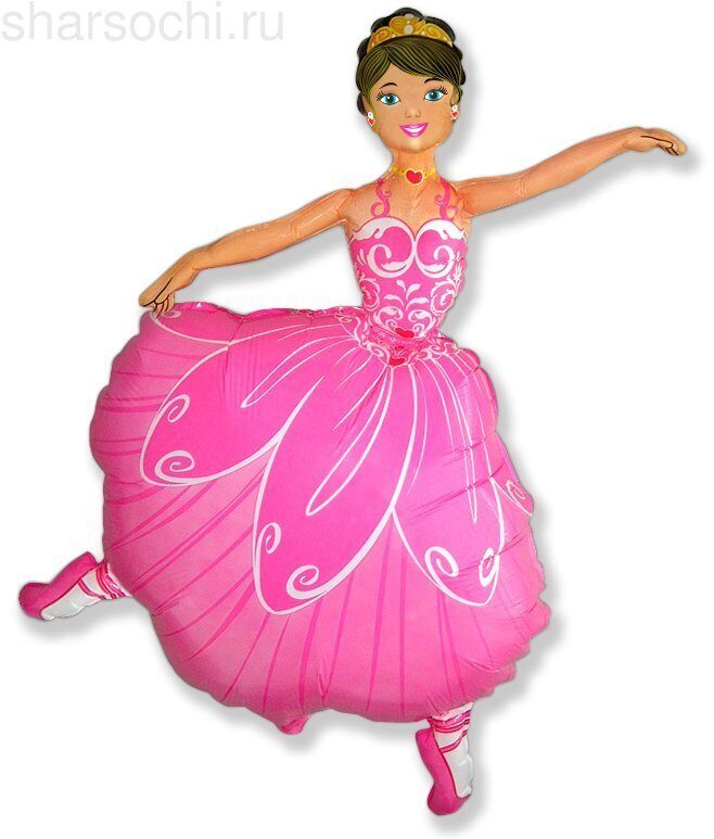 Фольгированный шар (40''/102 см) Фигура, Балерина, Розовый, 1 шт.