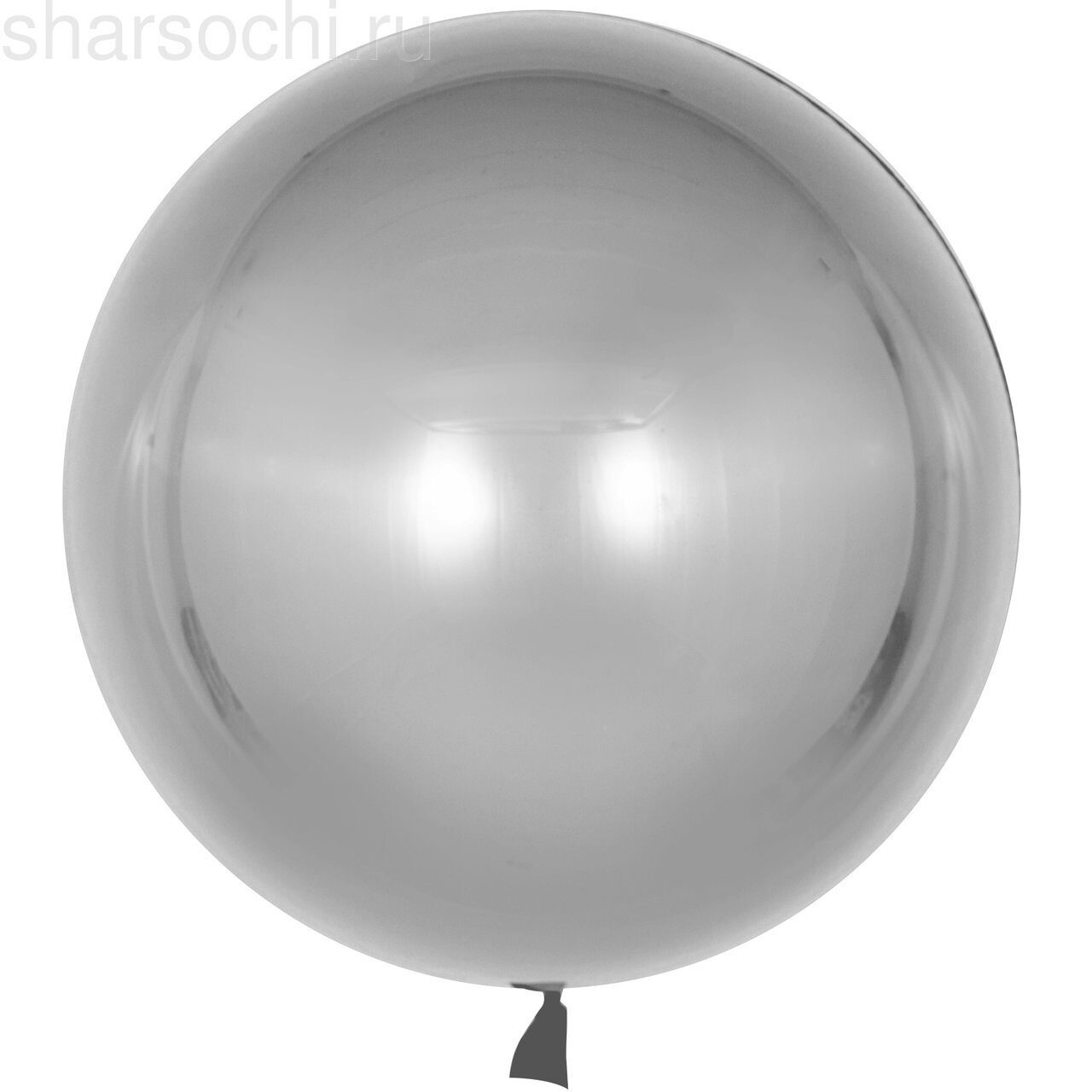 Шар с клапаном (18''/46 см) Сфера 3D, Deco Bubble, Серебро, Хром, 10 шт.