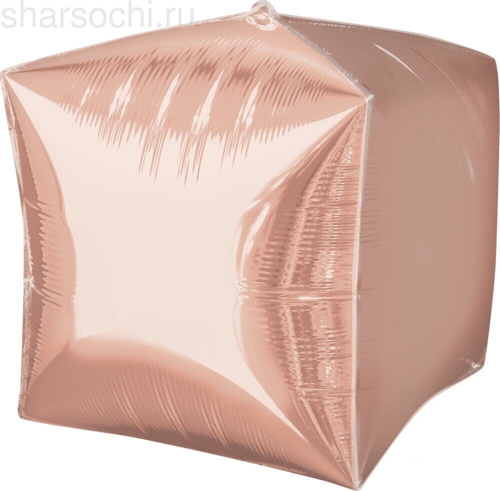 Шар 3D (24''/61 см) Куб, Розовое Золото, 1 шт.