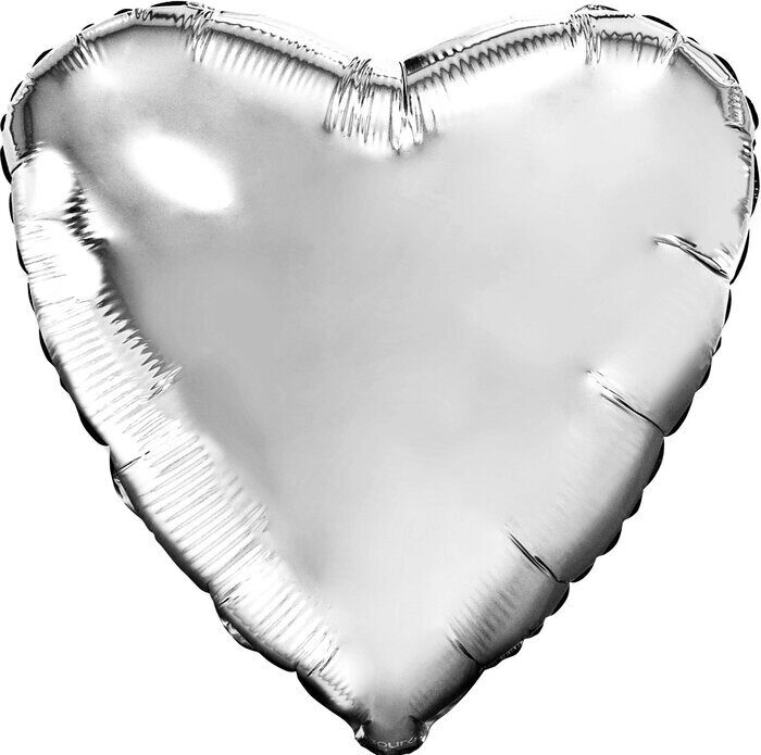 Набор шаров с клапаном (9''/23 см) Мини-сердце, Серебро, 5 шт. в уп. , 756072