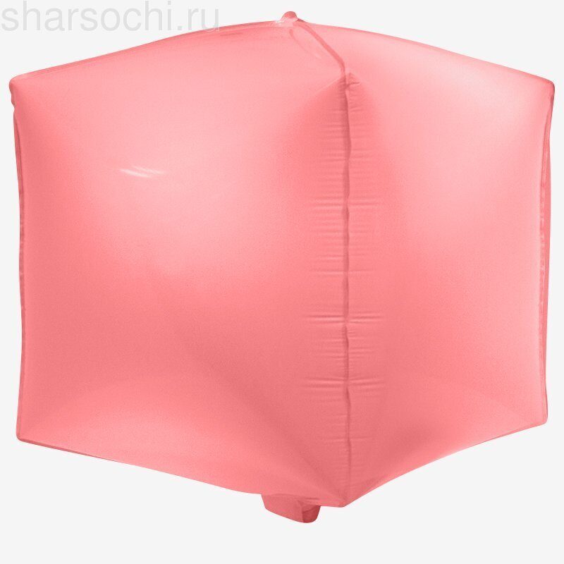 Шар 3D (20''/51 см) Куб, Макарунс, Розовый коралл, 1 шт.